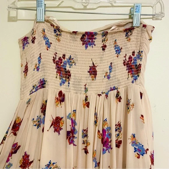 Free People Bella Babe Printed Midi Dress Cream Floral Sleeveless Sz 2 - Picture 8 of 12